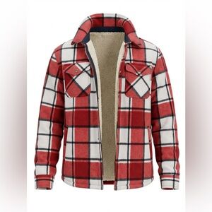 Red and White Plaid Women's Utility Jacket